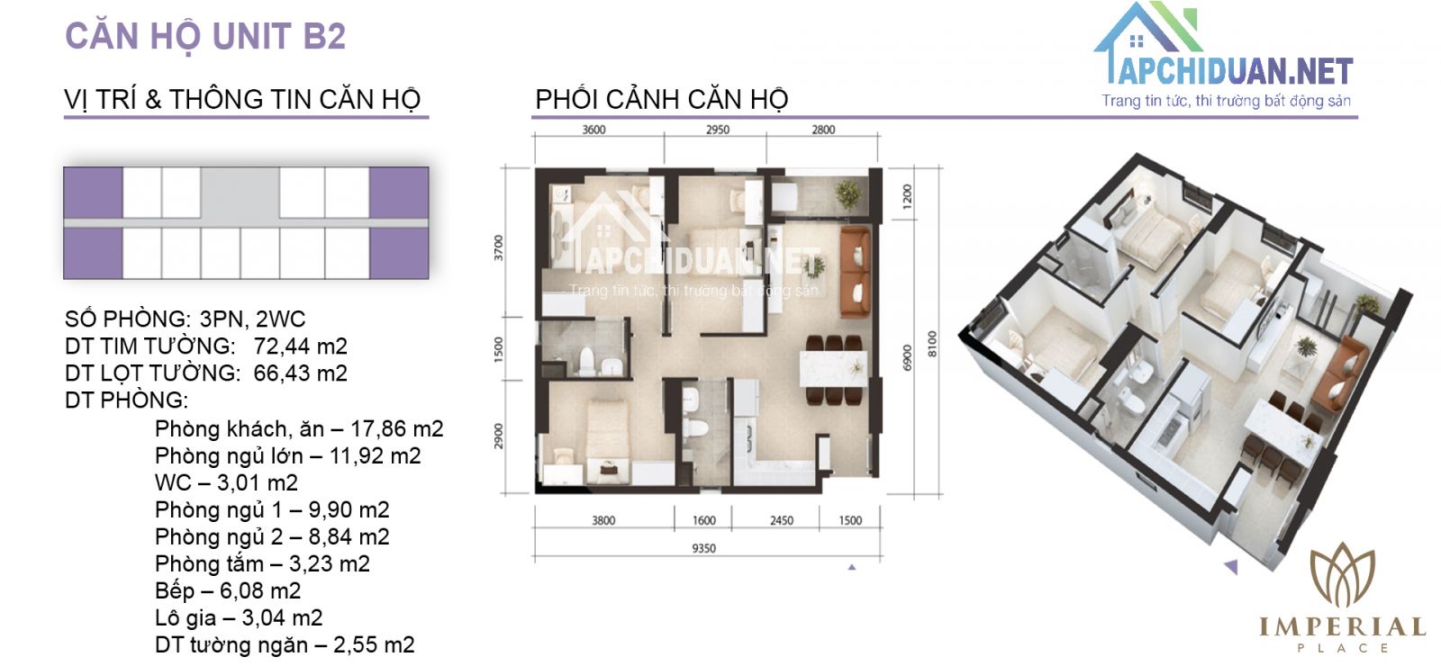 mặt bằng lock b căn hộ imeprial place