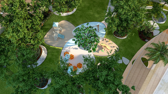 Mật độ phủ xanh tại Gem Riverside đạt gần 77%