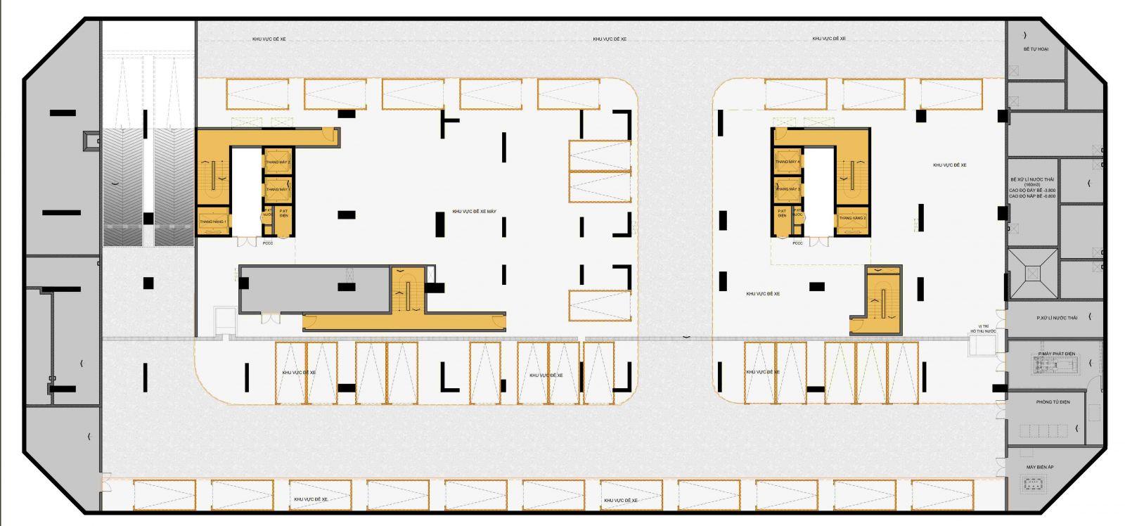 Mặt bằng hầm căn hộ calla garden
