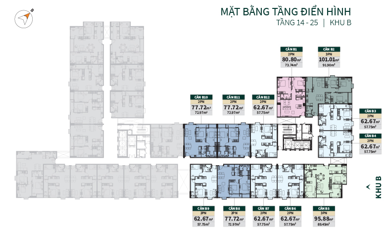 mặt bằng tầng 15 căn hộ la cosmo hoàng văn thụ