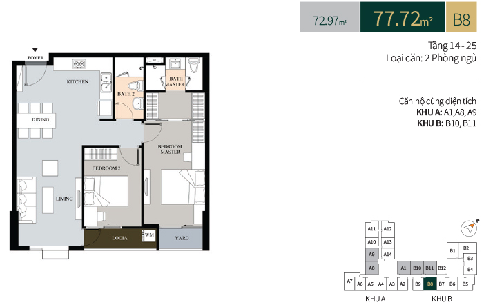 thiết kế căn hộ 2 phòng ngủ dự án lacosmo hoàng văn thụ