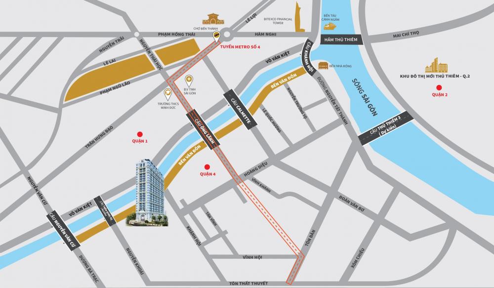 vị trí căn hộ grand riverside quận 4